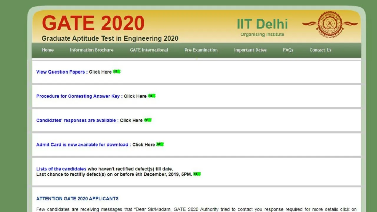 GATE 2020 Answer Key