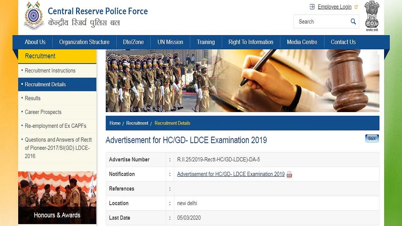 crpf ldce exam 2019