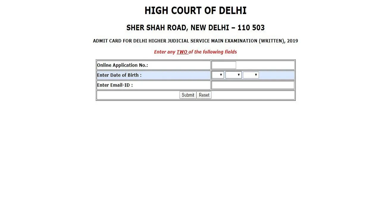 delhi hc mains admit card 2020