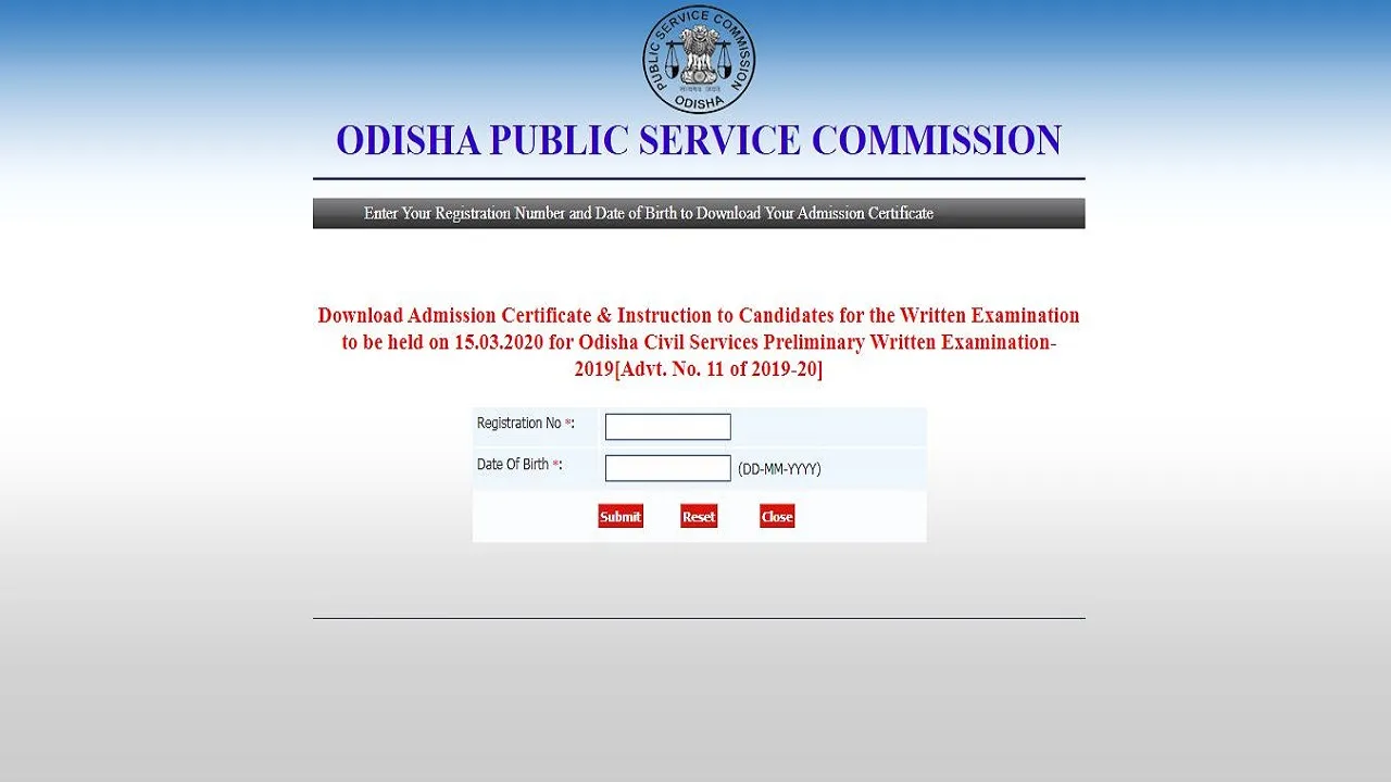 opsc civil service prelims exam admit card