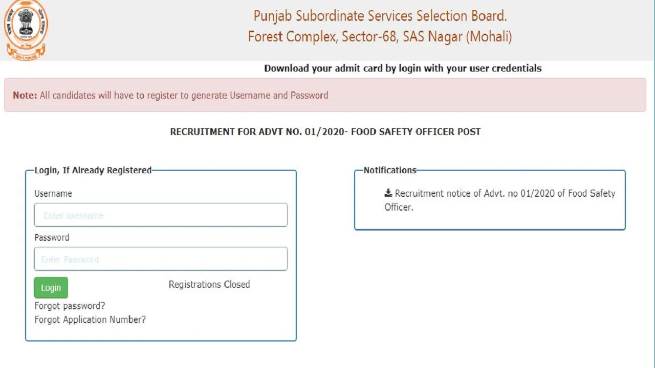 psssb fso admit card 2020