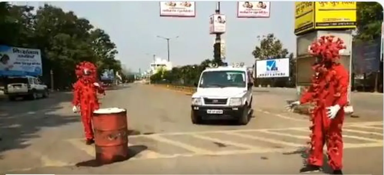 chattisgarh police dressed as coronavirus