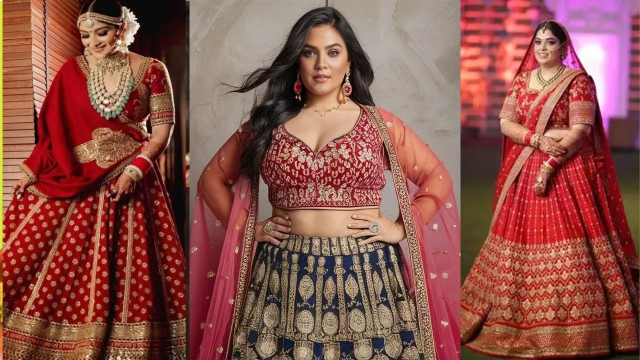 lehenga draping style for plus size women