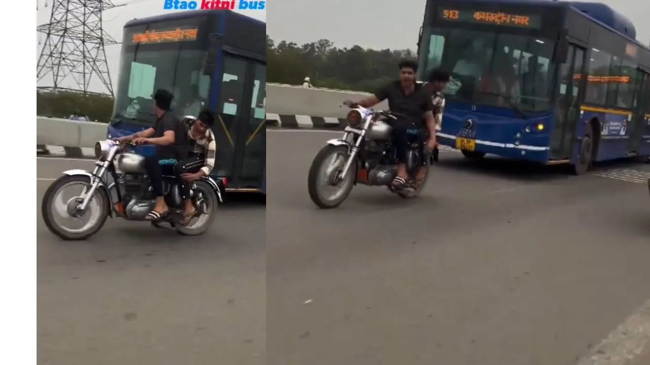 bus and bike stunt video