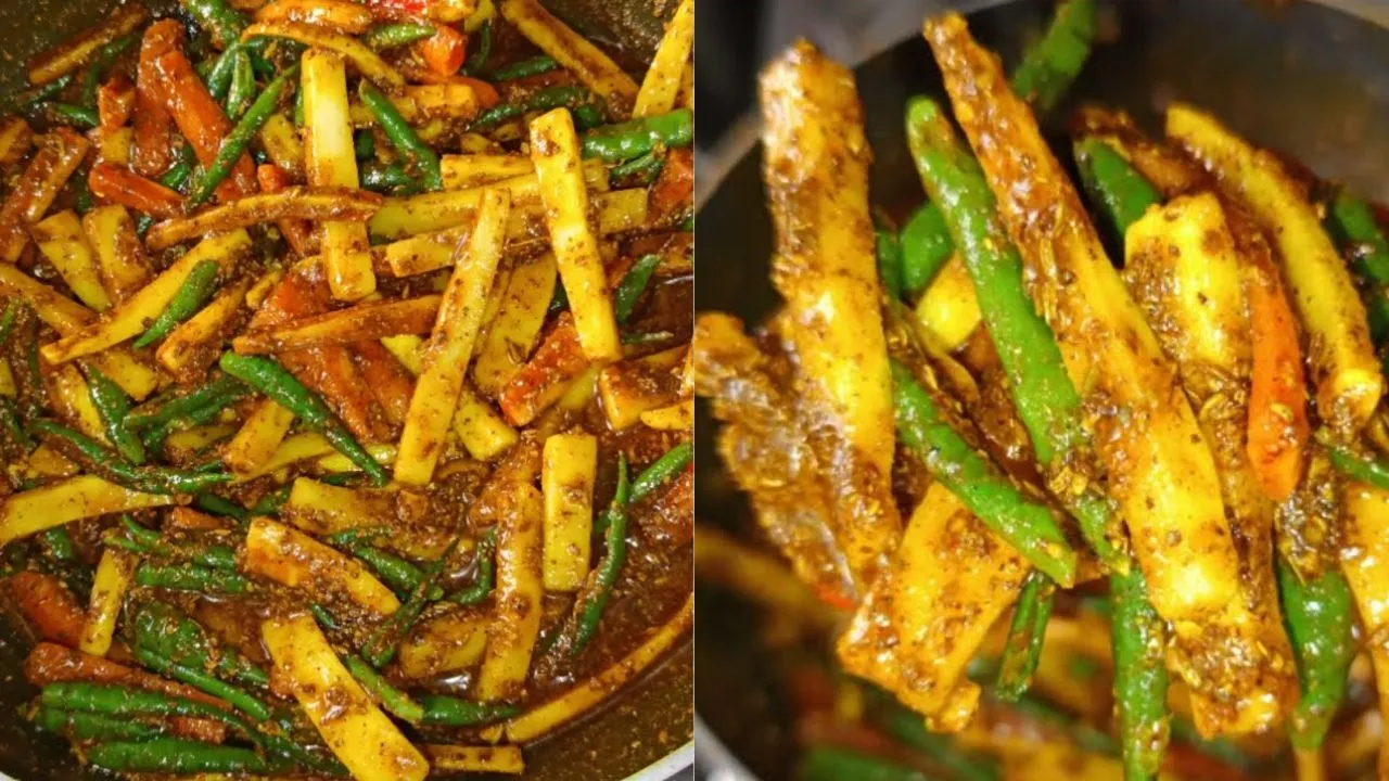  carrot radish and green chilli pickle easy recipe in winter season 
