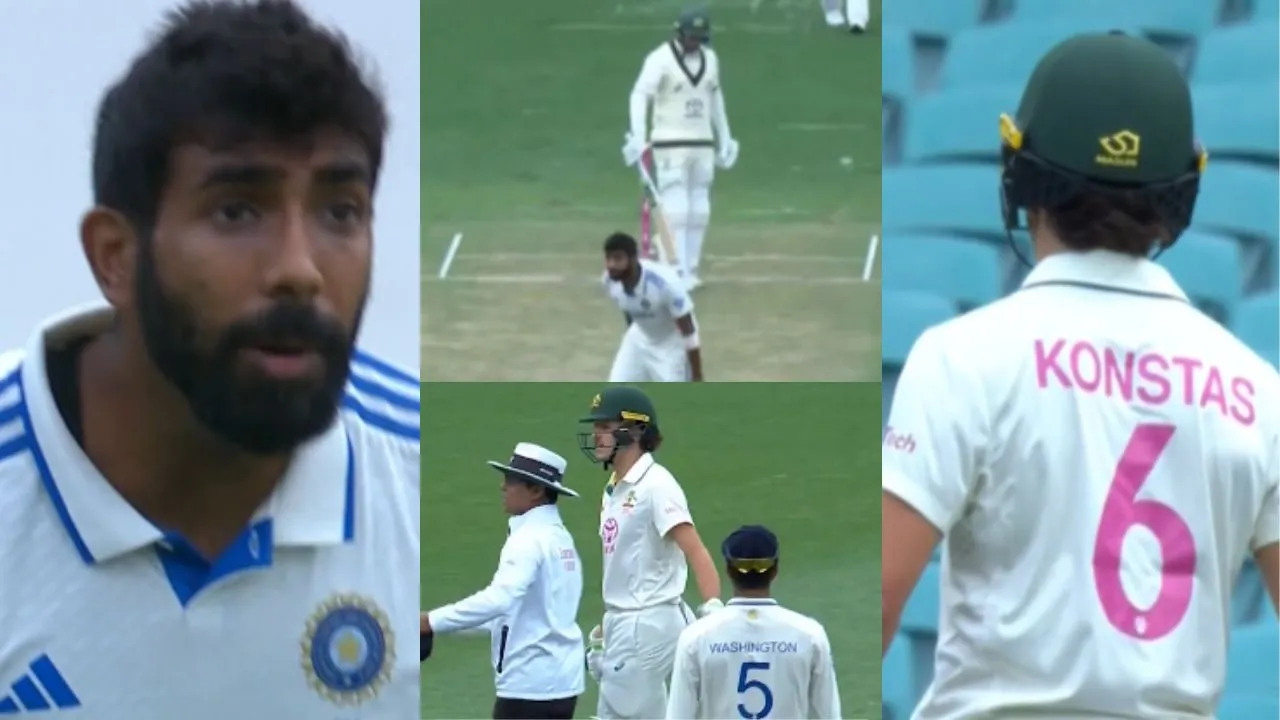 what is your problem Jasprit Bumrah first threaten Sam Konstas and on next ball takes wicket of Usman Khawaja IND vs AUS watch video 