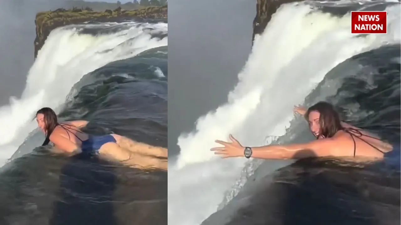 Viral girl waterfall video