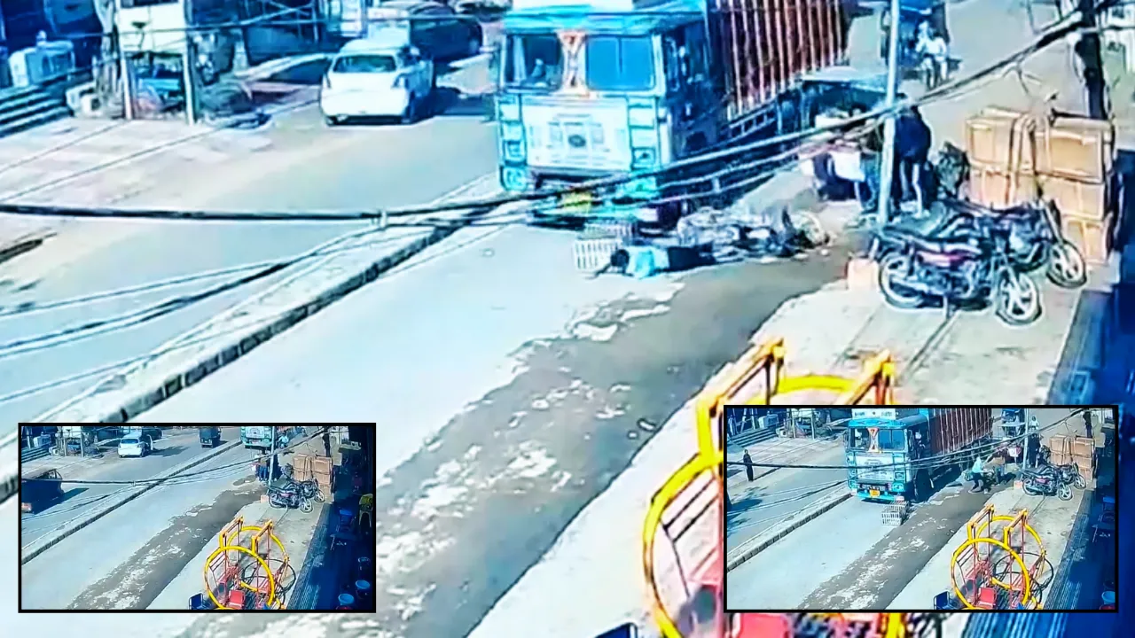 cctv truck bike accident
