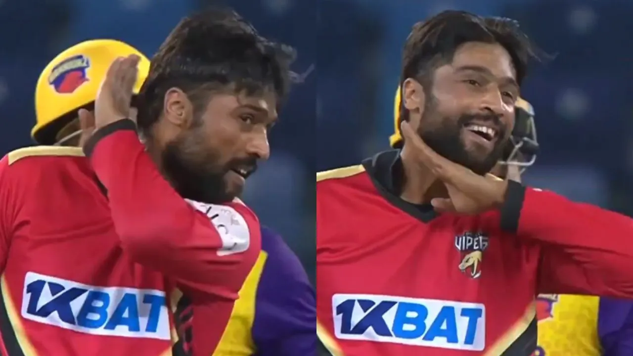 Pakistani bowler Mohammad Amir celebrates wicket in Pushpa style ILT20