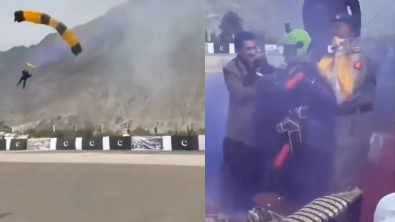 paragliding landing pakistan viral video
