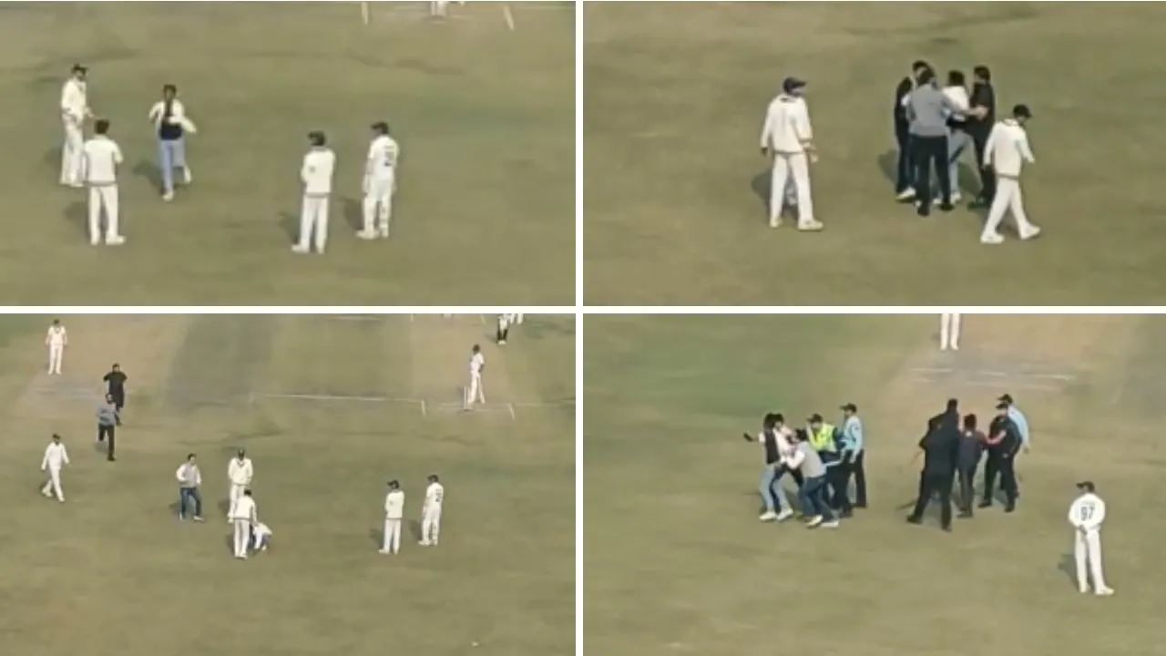fan touches Virat Kohli feet security guard beats Delhi vs Railways Ranji Trophy  