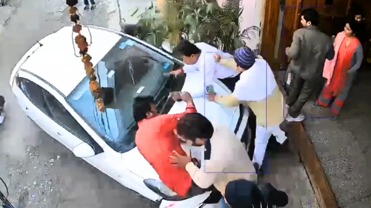 car rammed into the office of rambir shokeen