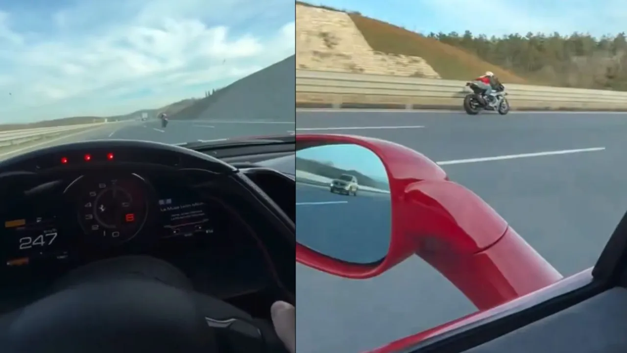 Ferrari Vs Super Bike viral video