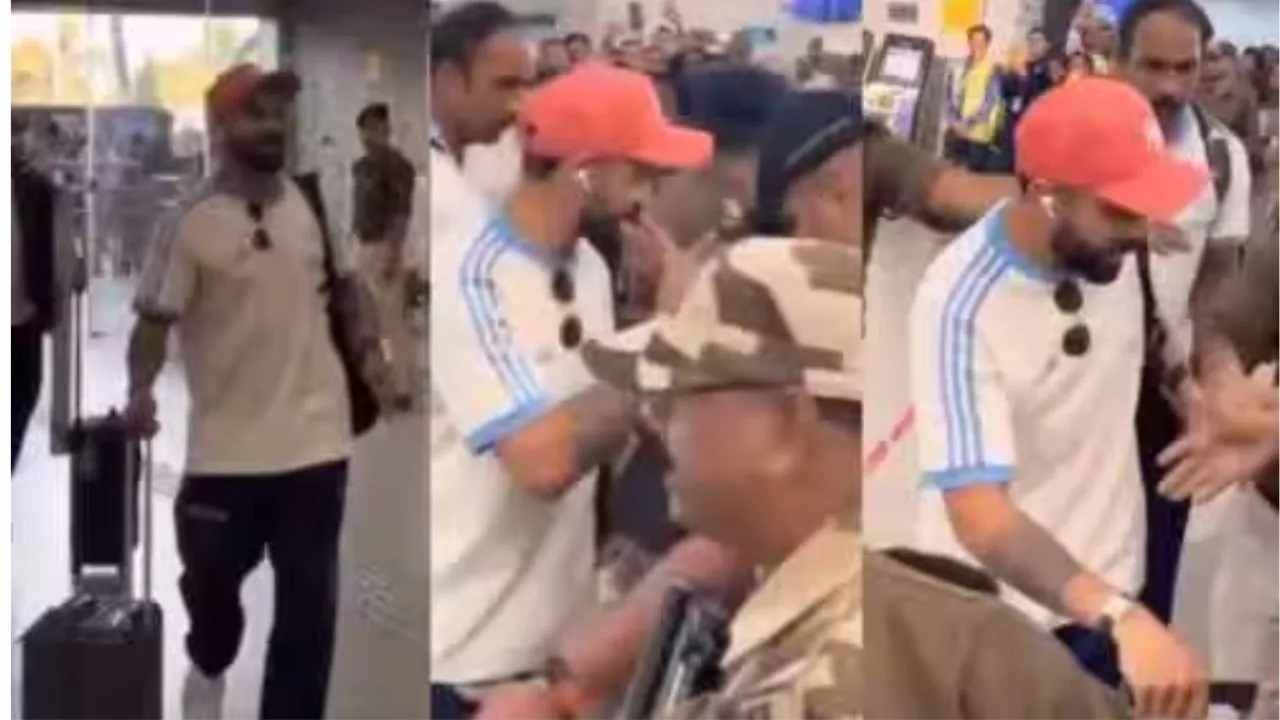 virat kohli hug lady at airport