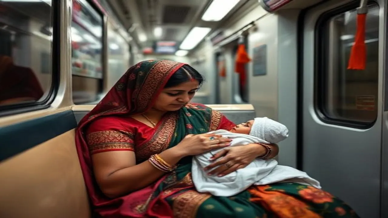 Woman gave birth to child in train