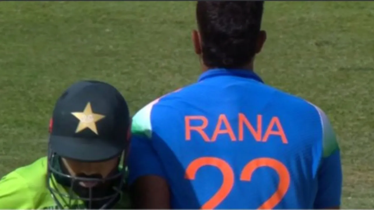 Harshit Rana looked aggressively like Gautam Gambhir toward Mohammad Rizwan after being pushed watch IND vs PAK 