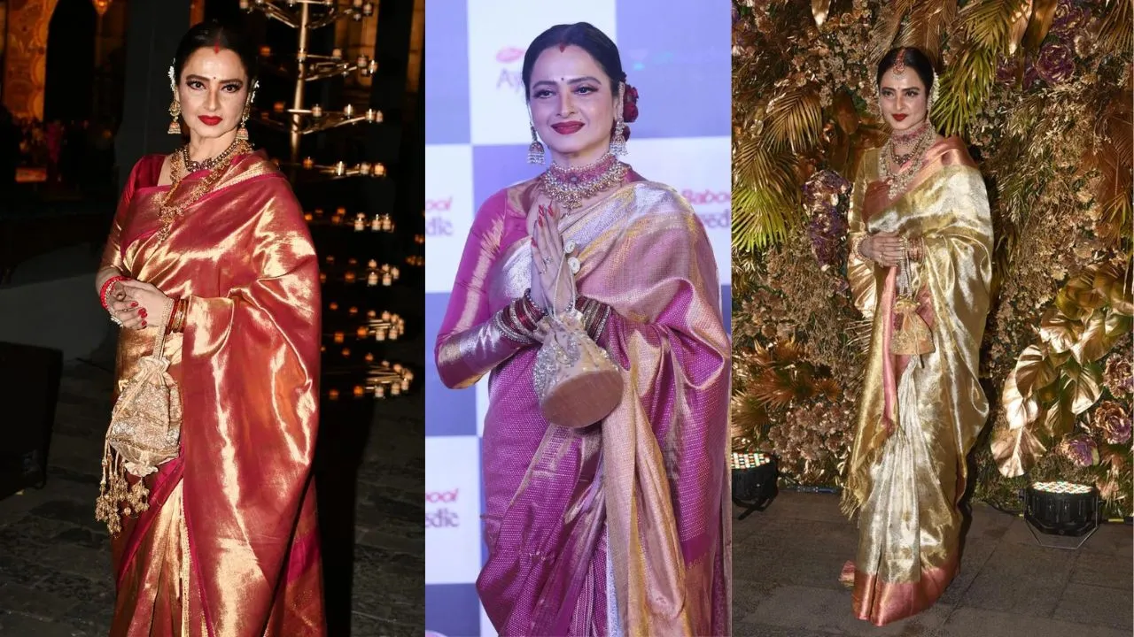 rekha in kanjivaram saree