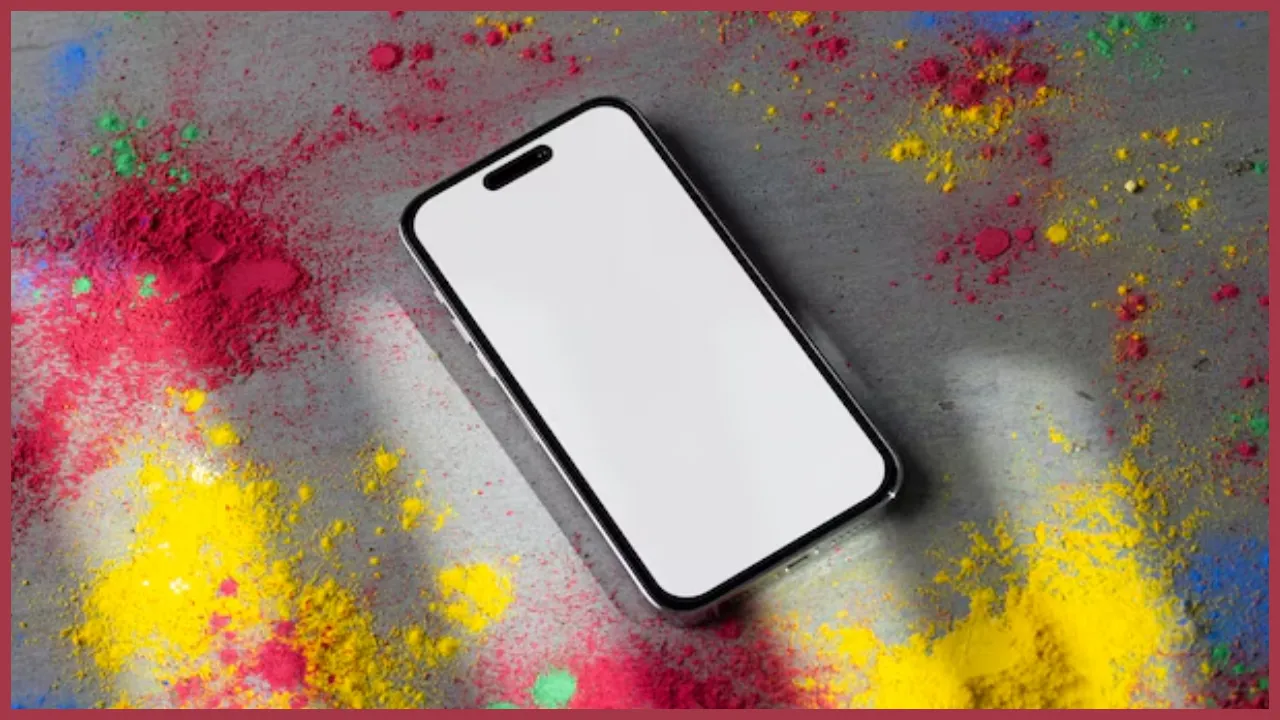 smartphone during Holi