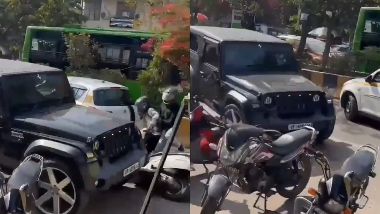 viral video noida thar accident