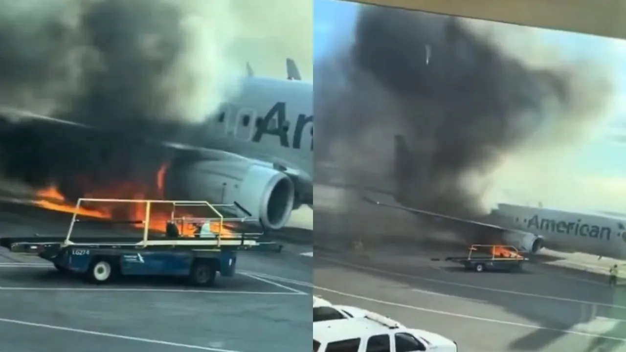 US Flight Fire breakout in Denver International Airport