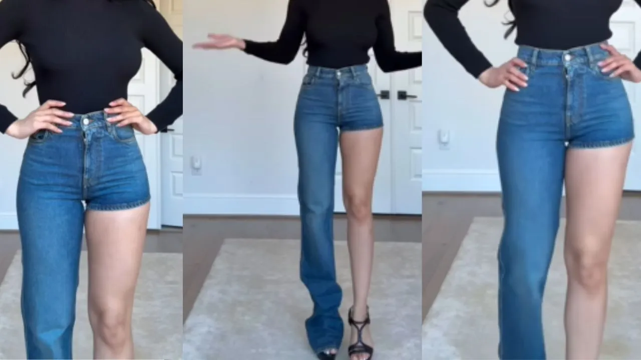 one legged jeans 