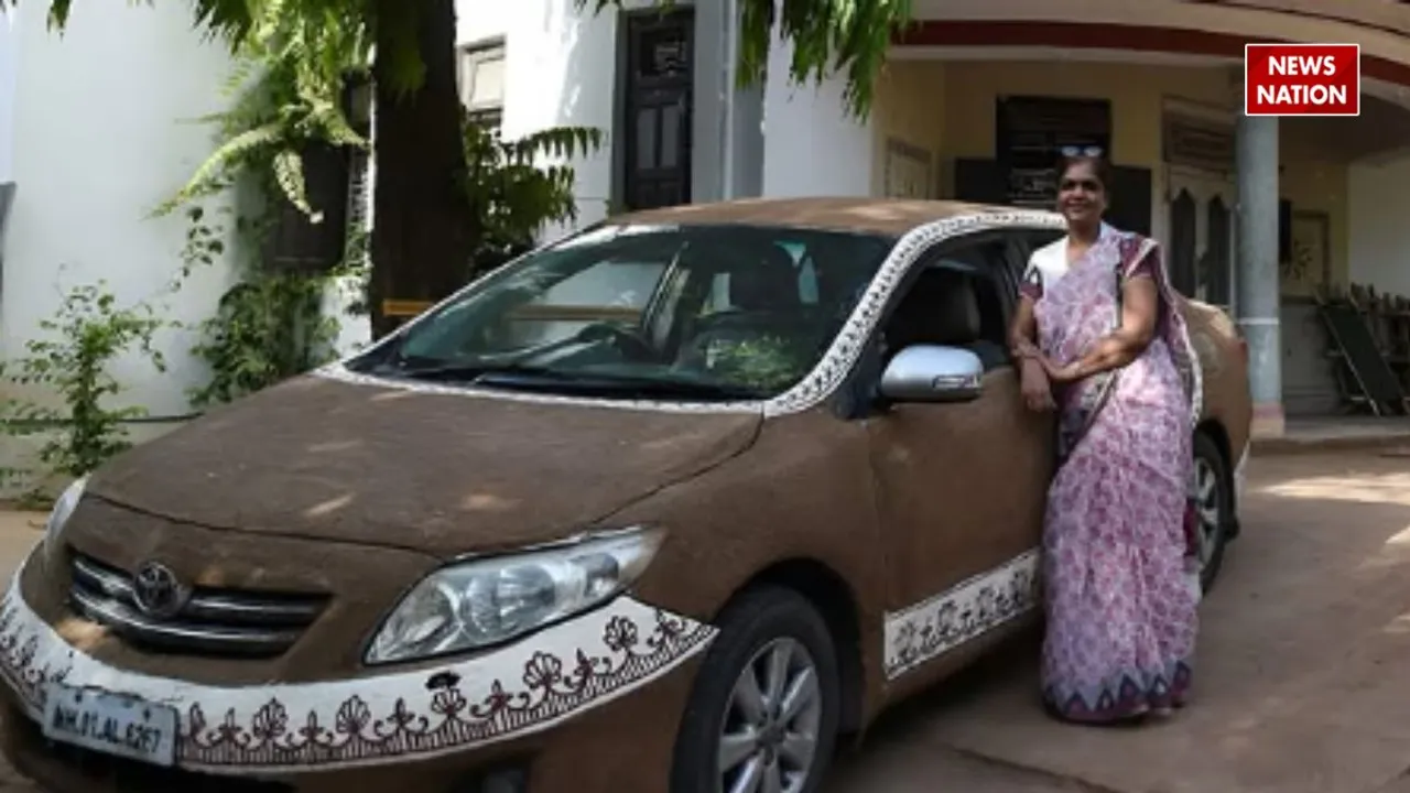 car coated with cow dung viral photos