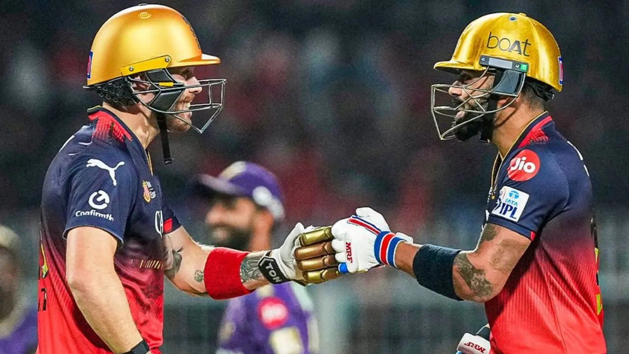 KKR vs RCB Virat Kohli Phil Salt hit fiery fifty RCB beat KKR by 7 wickets in IPL 2025 opener 