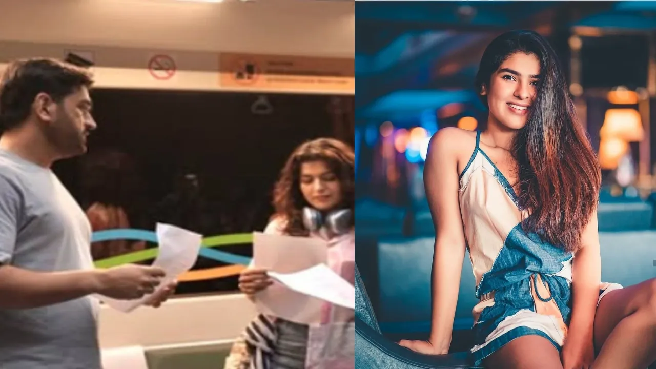 Tarak Mehta Ka Ooltah Chashma sonu urff nidhi bhanushali work with MS Dhoni both pictures viral on social media....