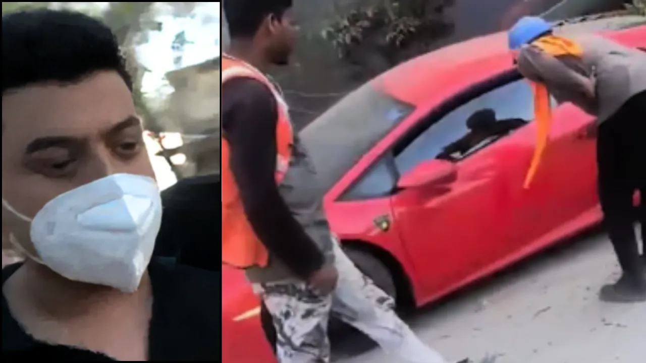 accident with Lamborghini car in Noida
