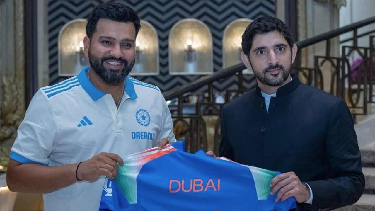 Rohit Sharma presented Champions Trophy 2025 jersey to Dubai's Crown Prince Sheikh Hamdan bin Mohammed Al Maktoum