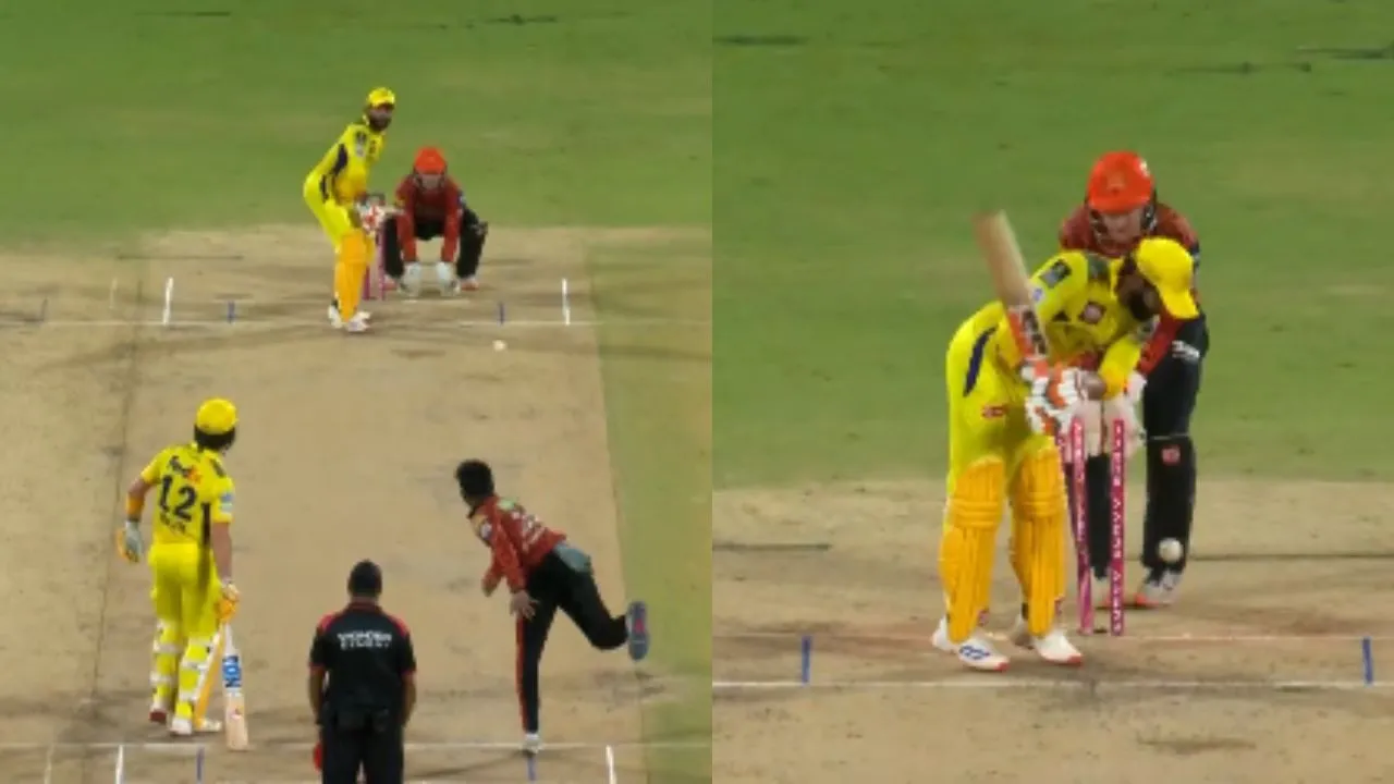 Kamindu Mendis dodged Ravindra Jadeja and bowled CSK vs SRH IPL 2025 watch video 