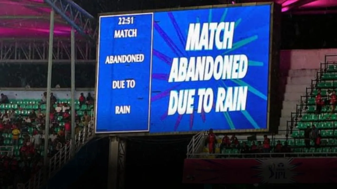 kkr vs pbks match abandoned due to rain in kolkata Both teams got 1 points