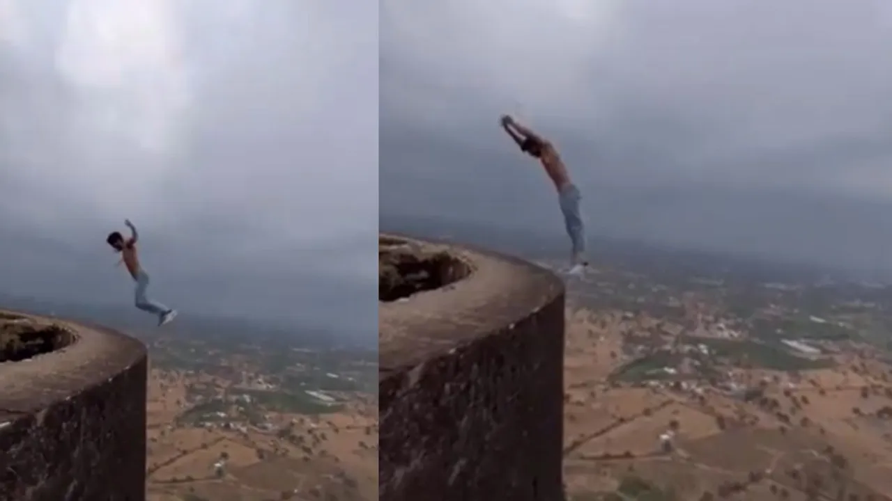 viral man stunt video