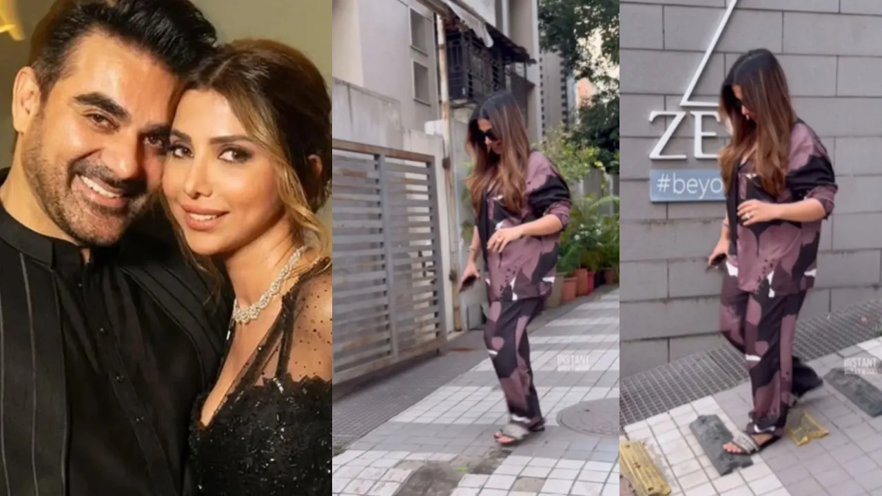 Arbaaz Khan wife Shura khan hide her baby bump Video viral on social media 