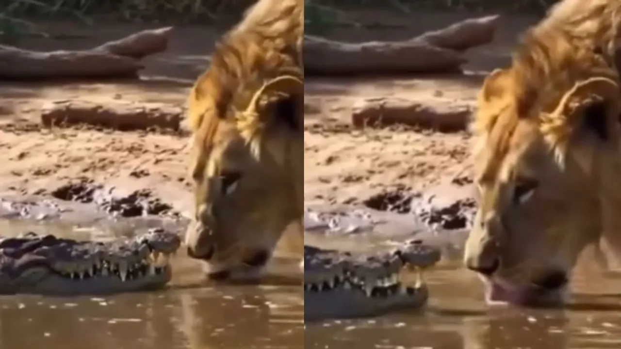viral lion wildlife video