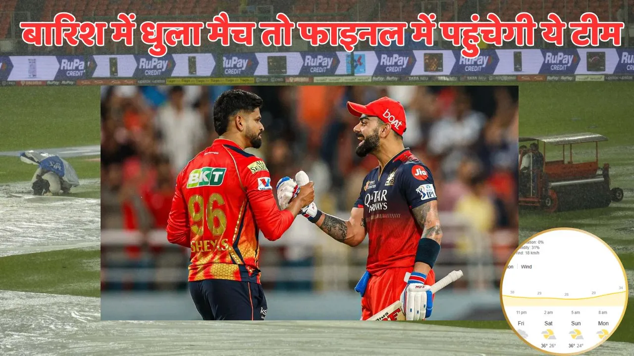 PBKS vs RCB qualifier 1 match if called off due to rain then which team reach infinals