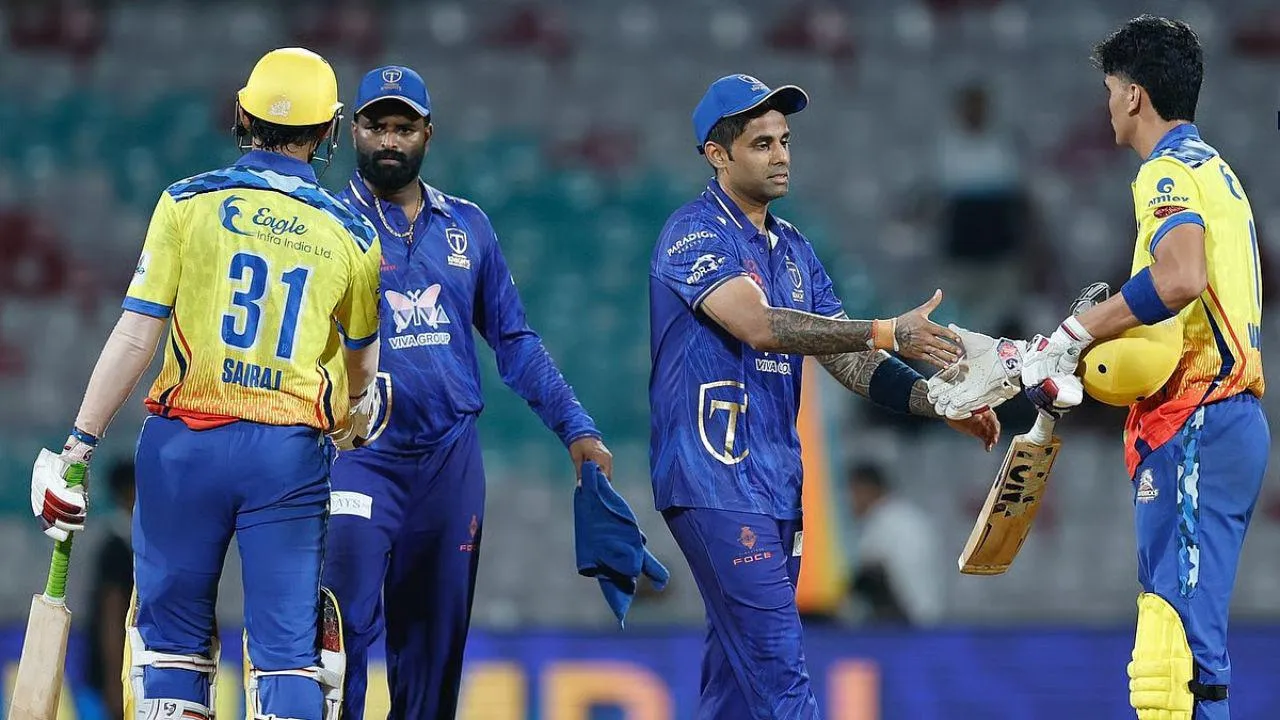suryakumar yadav team Triumphs Knights MNE loose in mumbai t20 league against Eagle Thane