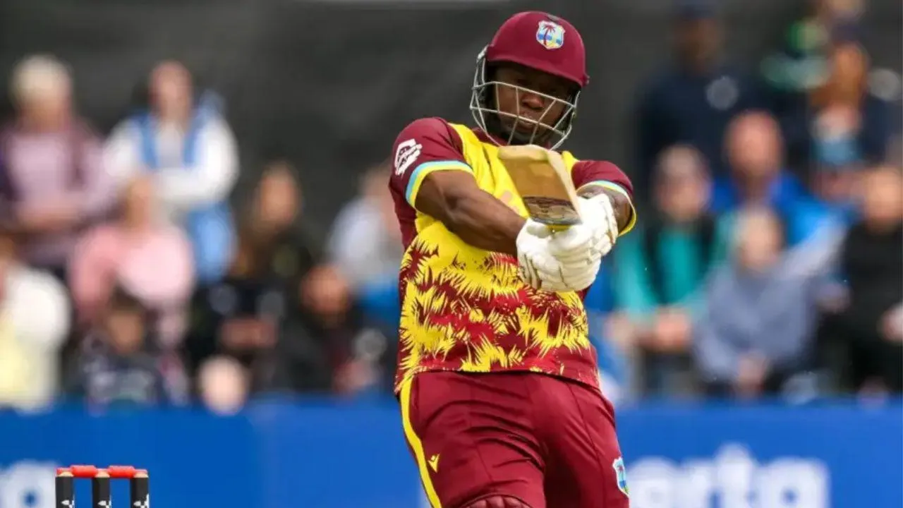 evin lewis scored 91 runs in just 44 balls hit 8 sixes and 7 fours during ire vs wi match