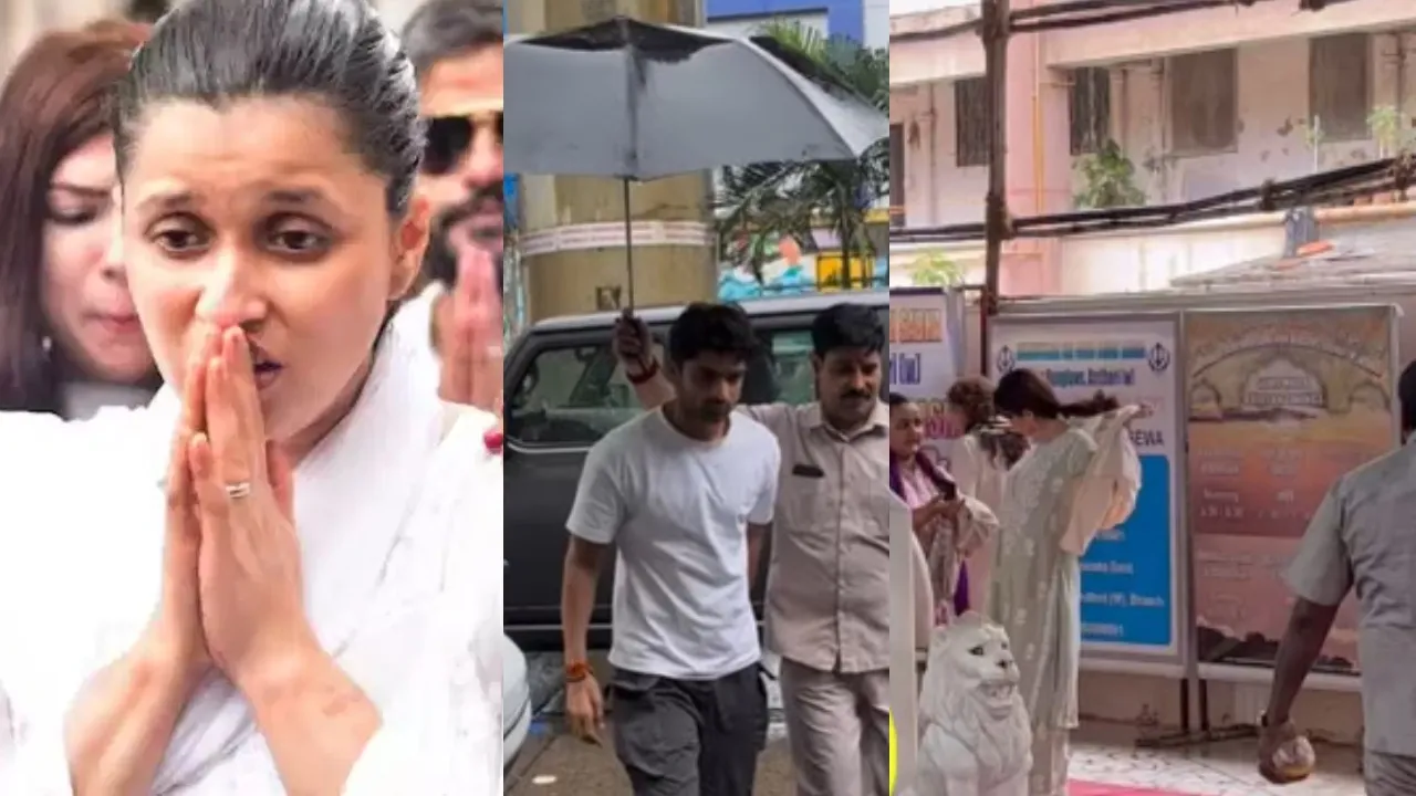 Manara Chopra friends were seen with her in her Father Prayer Meet Abhishek Kumar and Khanzadi video (1)