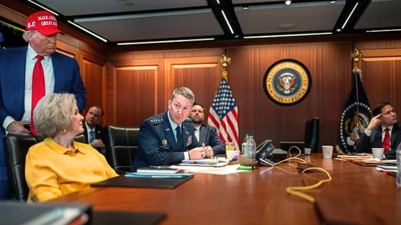 US white house shares photos of war room where president donald trump saw U.S. military bombarding in iran