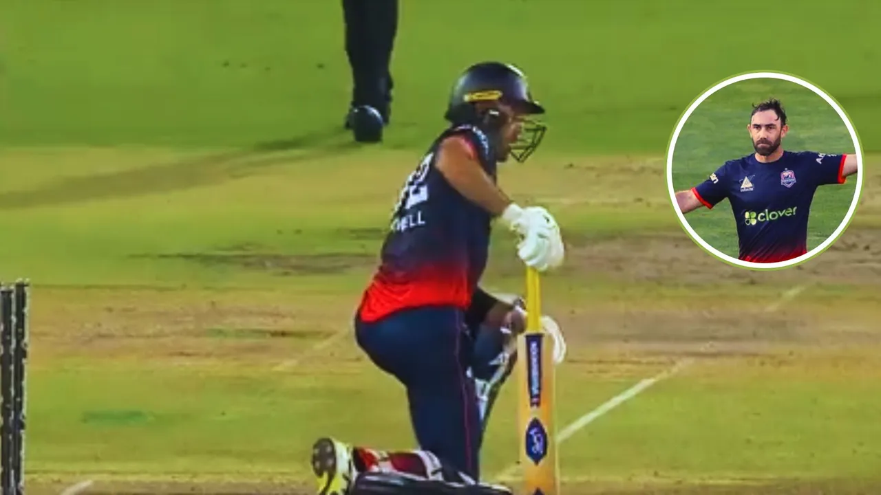 Glenn Maxwell couldn't believe after being clean bowled on a deceiving delivery by sangha