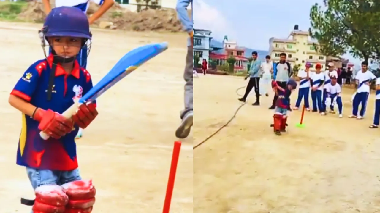 5 year old arpit karki from Nepal goes viral for his great cricketing skills