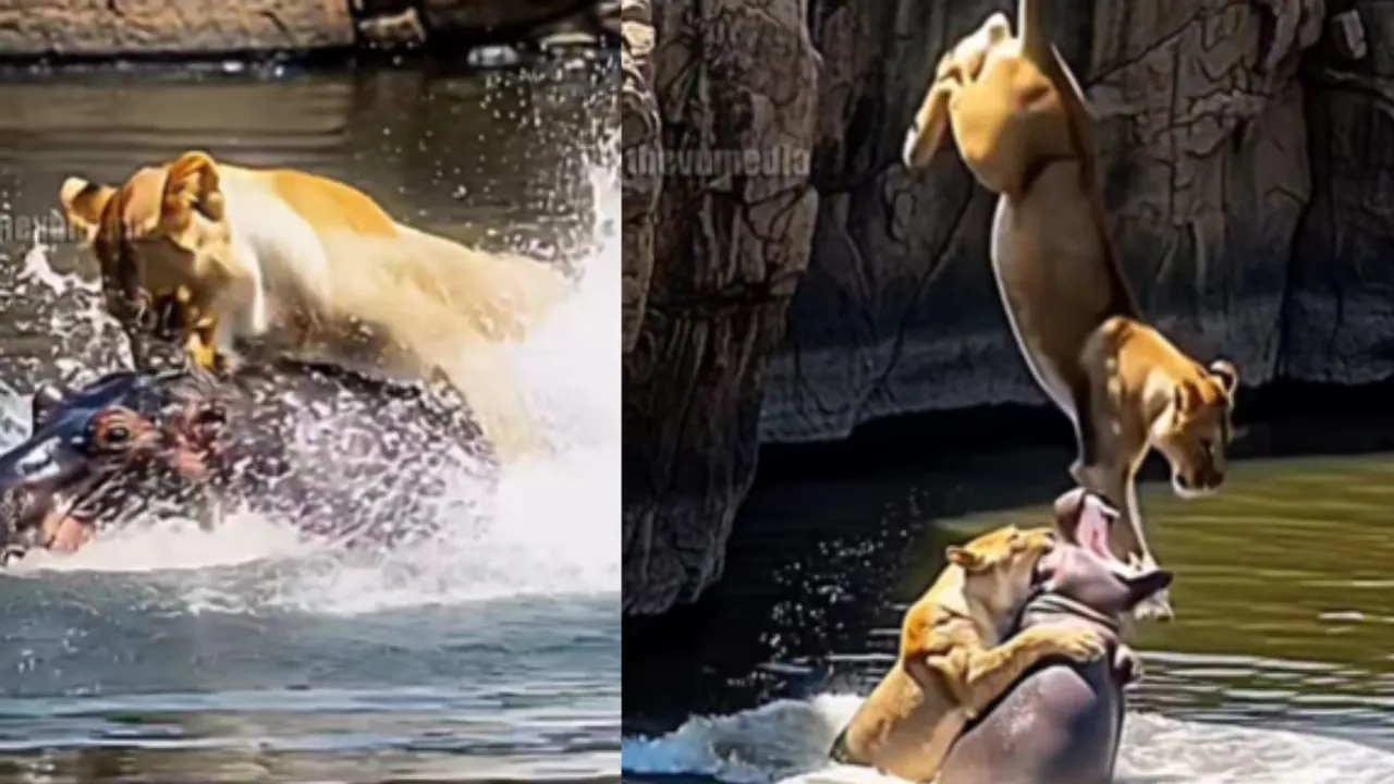 Viral Hippopotamus Lion Attack Video