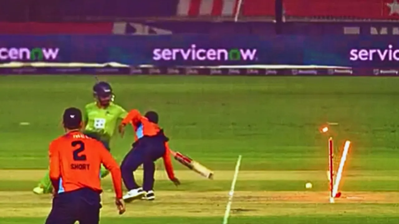 A batsman ran out in the most unusual way during mlc 2025 match