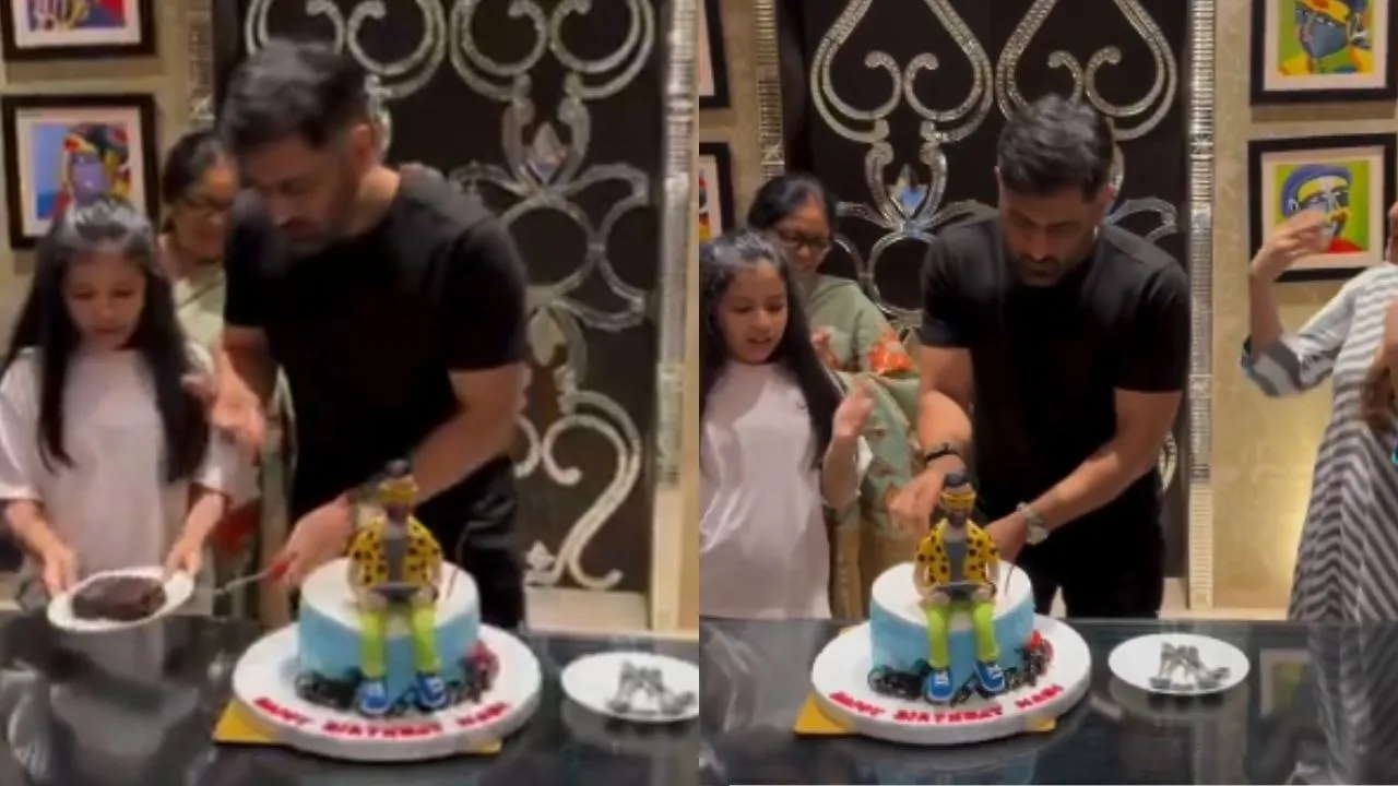 ms dhoni celebrate his 44th birthday with family cut special cake video goes viral