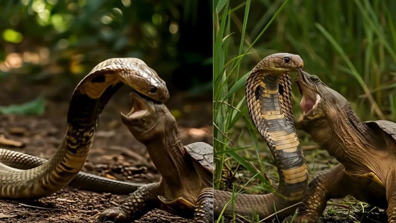 snake and turtle fight video
