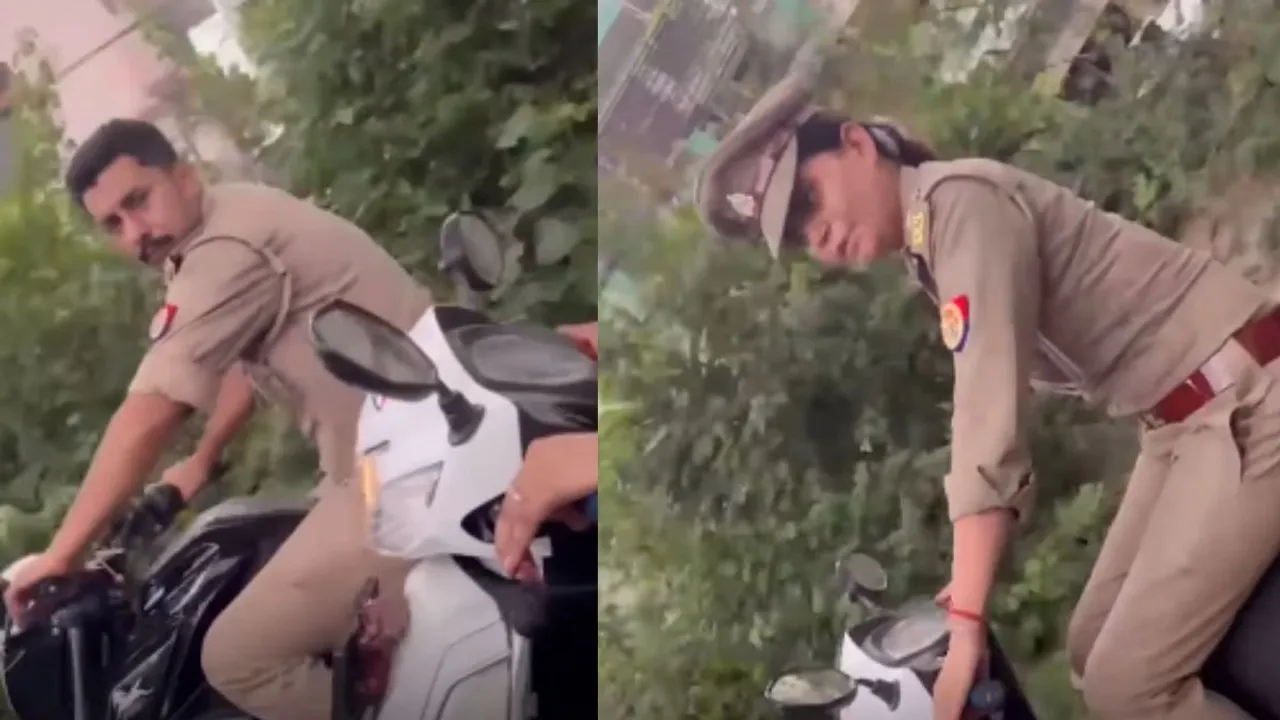 Video of police without helmet viral