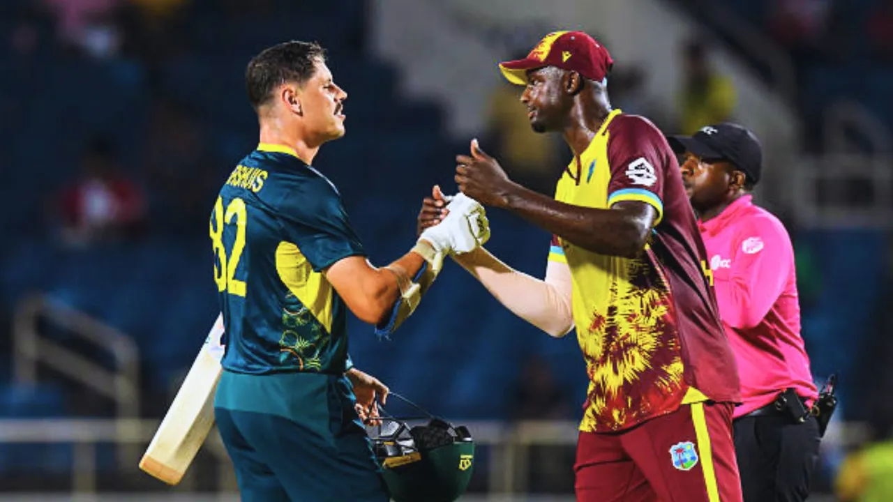 Australia defeated West Indies 7 balls earlier won the first T20 match by just 3 wickets
