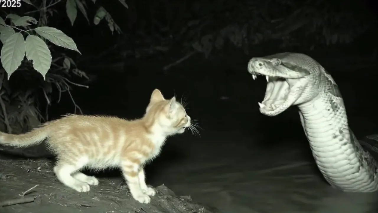 viral snake attack video on cat