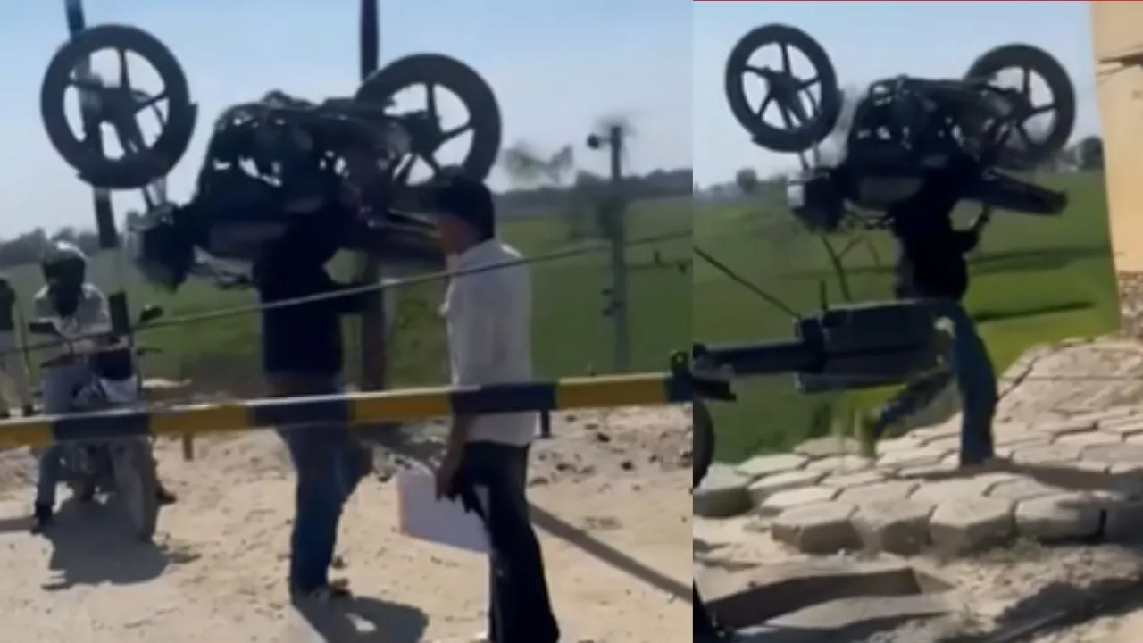 Man lifted bike video
